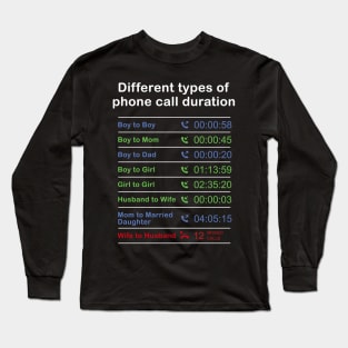 Mens Life funny types of phone call Cool Mens Graphic Long Sleeve T-Shirt